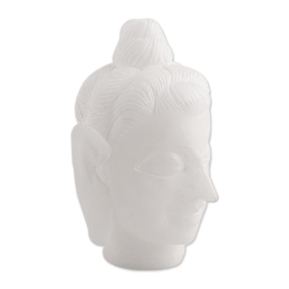 Calming Buddha Natural Alabaster Buddha Head Sculpture from India