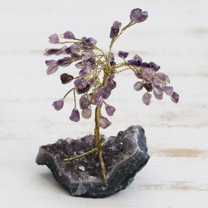 Little Tree Amethyst Gemstone Tree Sculpture from Brazil