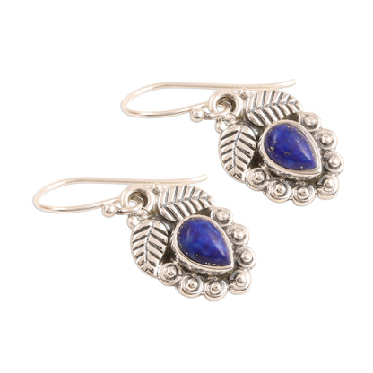 Teardrop Leaves Leaf-Themed Lapis Lazuli Dangle Earrings from india