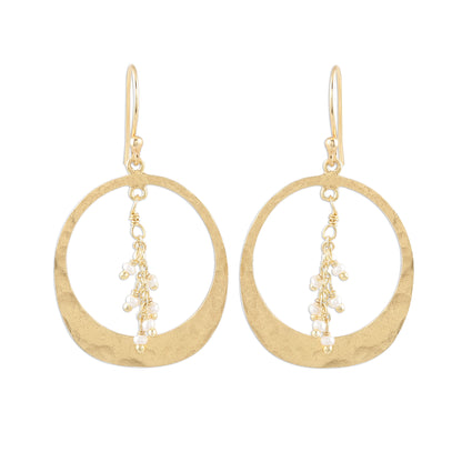 Moon Rain Gold Plated Cultured Pearl Dangle Earrings from India