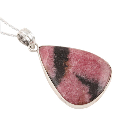 Calming Earth Natural Rhodonite Pendant Necklace from India