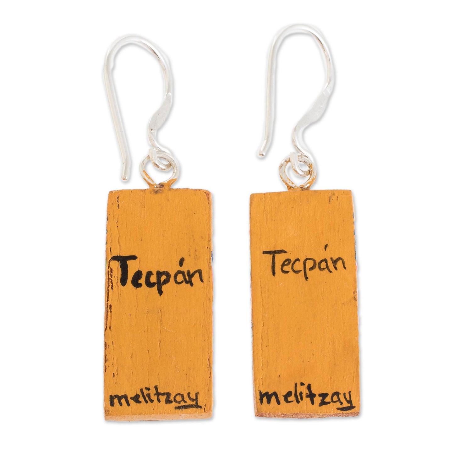 Tecpan Marvels Huipil-Inspired Wood Dangle Earrings from Guatemala