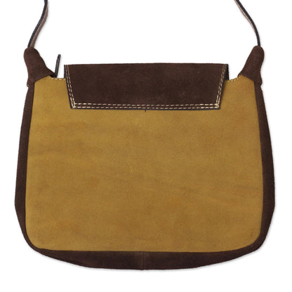 Fun Travels Wool Accented Suede Messenger Bag from Peru