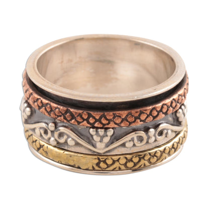 Classic Union Sterling Silver Spinner Ring with Brass and Copper