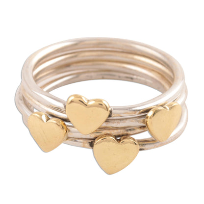 Heart Royalty Sterling Silver and Brass Heart Band Rings from India