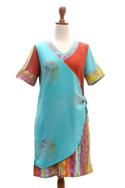 Bali Rainbow Hand Crafted Batik Rayon Shift Dress