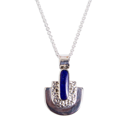 Huipil Style Taxco Lapis Lazuli Pendant Necklace from Mexico