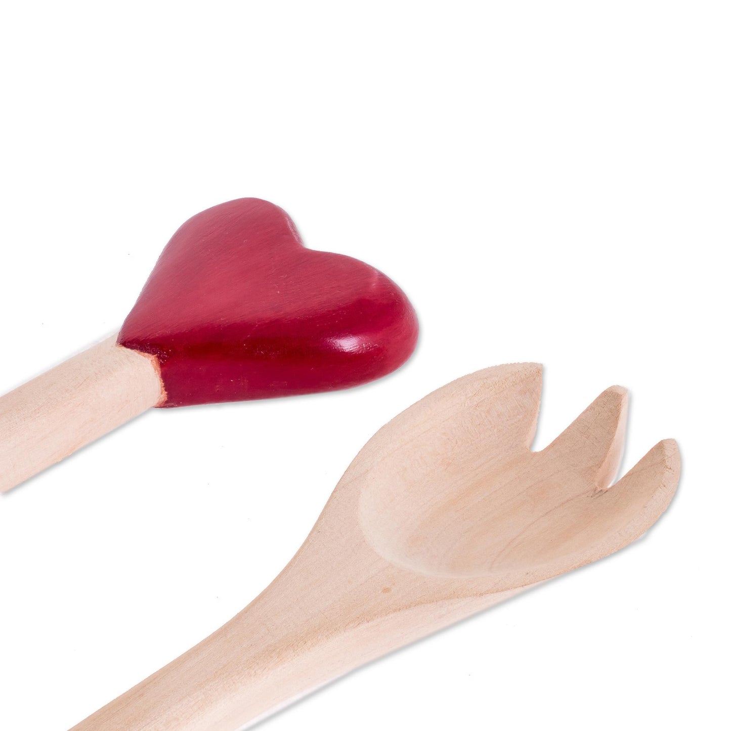 Unconditional Love Heart-Themed Wood Serving Utensils from Guatemala (Pair)