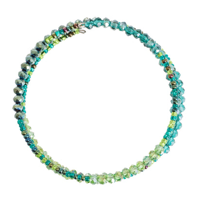 Ocean Siren Glass and Crystal Beaded Wrap Bracelet in Green