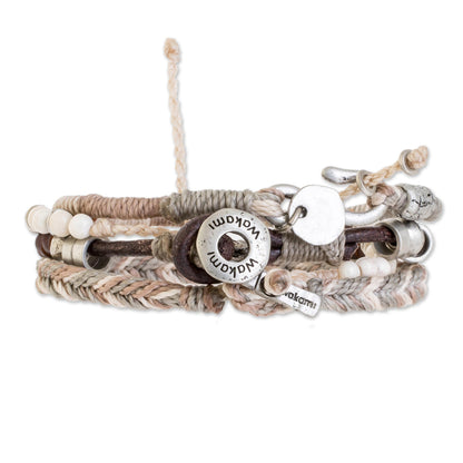 Maya Highlands Unisex Beige Macrame Bracelets (Set of 4)