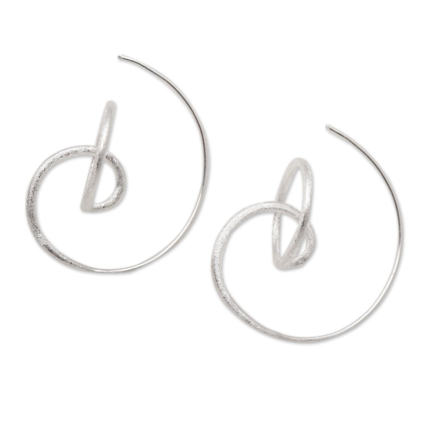 Circular Illusion Circular Sterling Silver Drop Earrings from Bali