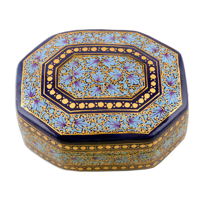 Kashmir Royal Elegant Hand Painted Blue and Gold Papier Mache Box