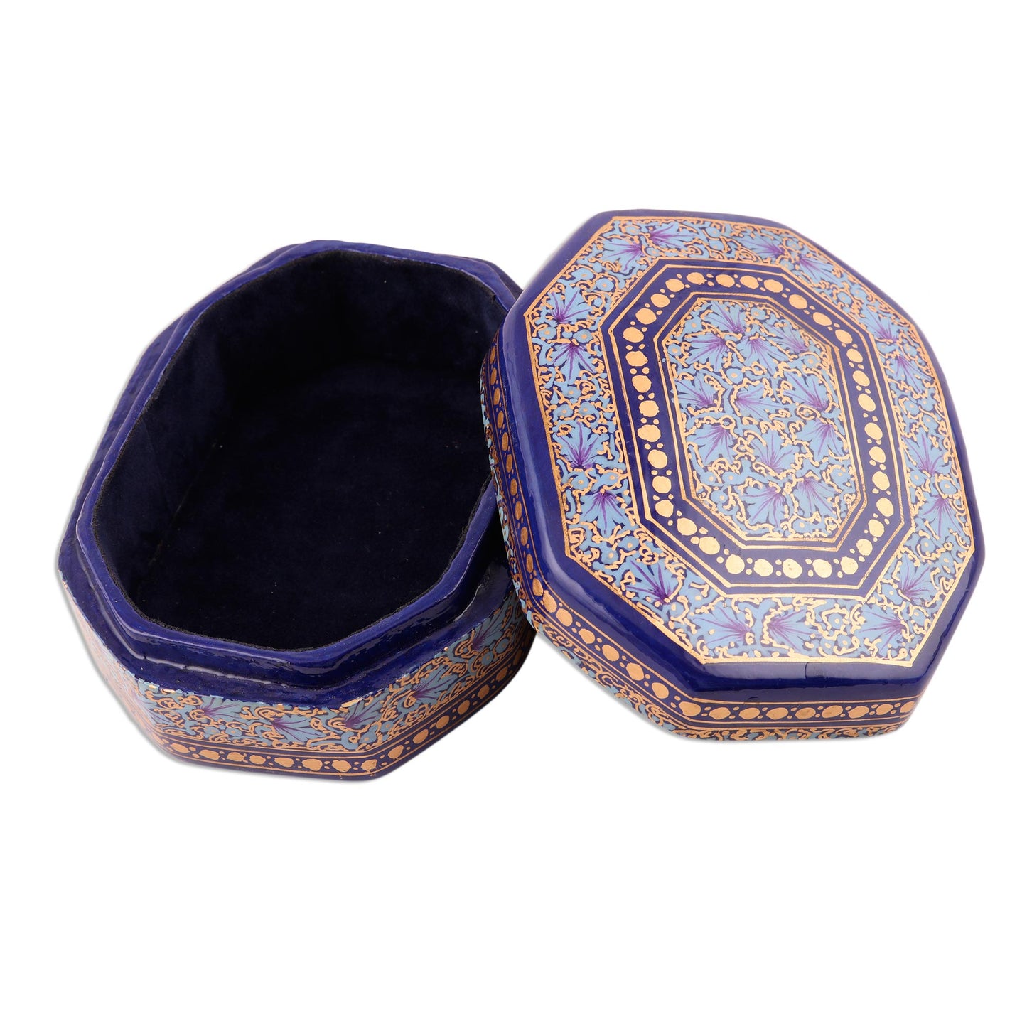 Kashmir Royal Elegant Hand Painted Blue and Gold Papier Mache Box