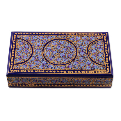 Kashmir Dynasty Artisan Crafted Blue and Gold Papier Mache Box