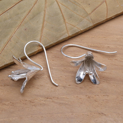 Early Bloom Polished Sterling Silver Flower Drop Earrings