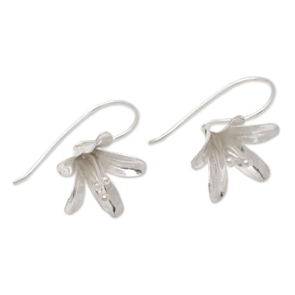 Early Bloom Polished Sterling Silver Flower Drop Earrings