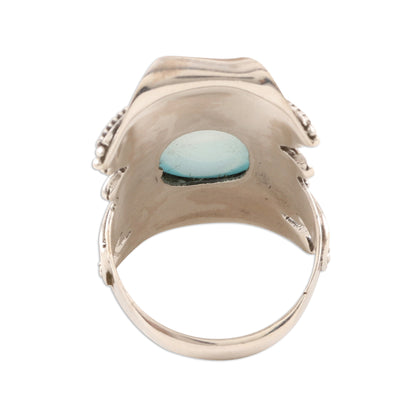 Rajasthan Realm Aqua Chalcedony and Sterling Silver Cocktail Ring