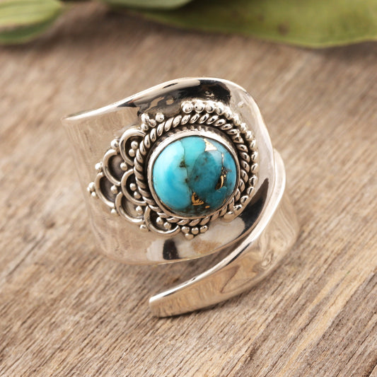 Mermaid Scales Composite Turquoise and Sterling Silver Wrap Ring