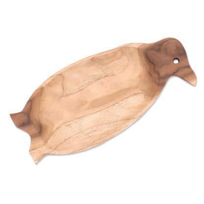 Spry Penguin Penguin-Shaped Teak Wood Serving Platter