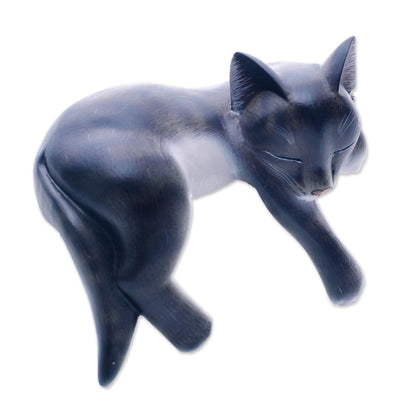 Catnap Hand Crafted Dark Grey Sleeping Kitty Cat Sculpture