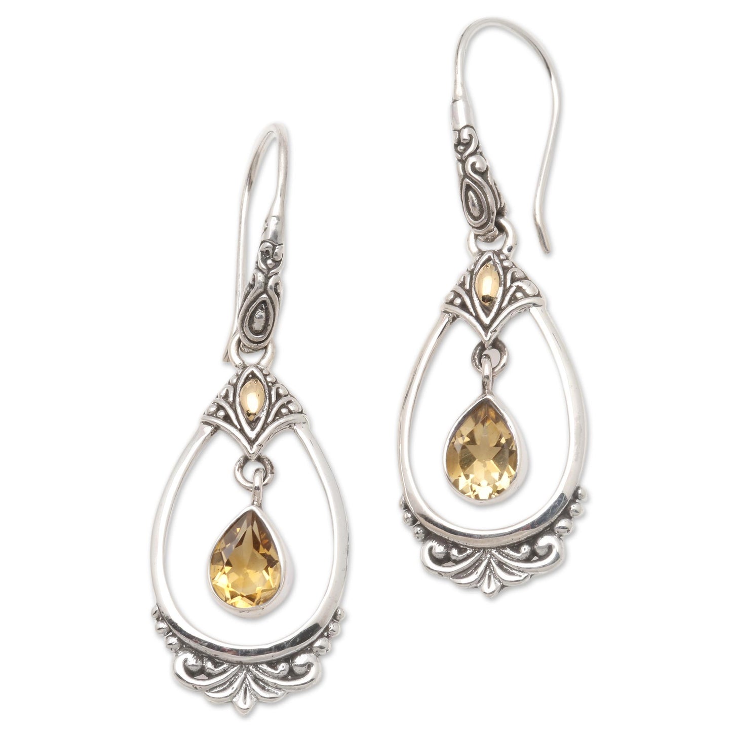 Victoriana Citrine Dangle Earrings Accented with 18k Gold