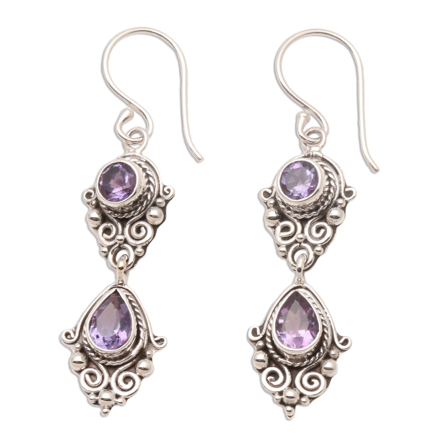 Traditional Ways Vintage Style Amethyst Dangle Earrings