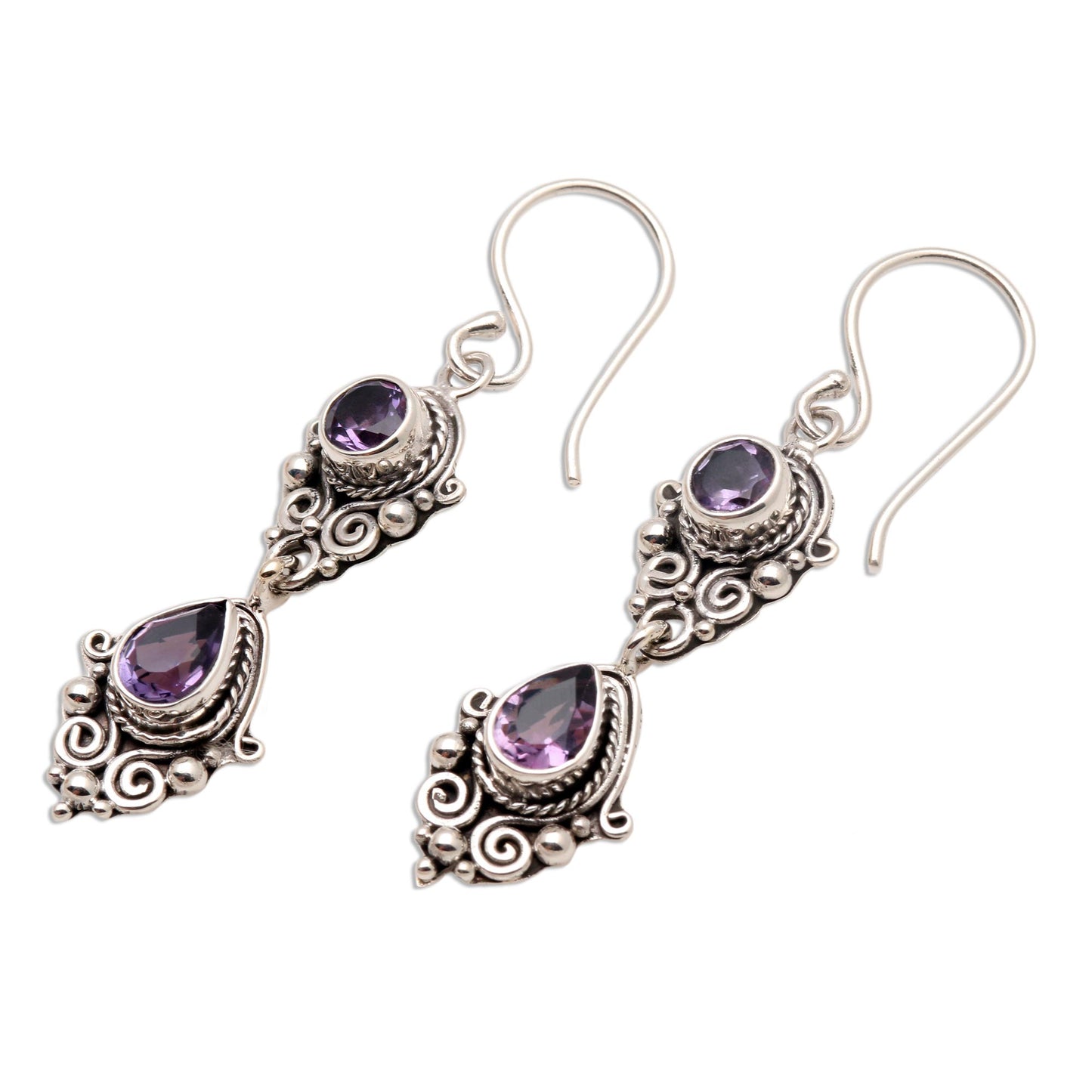 Traditional Ways Vintage Style Amethyst Dangle Earrings