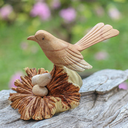 Nesting Bird Nesting Bird Hand Carved Wood Sculpture