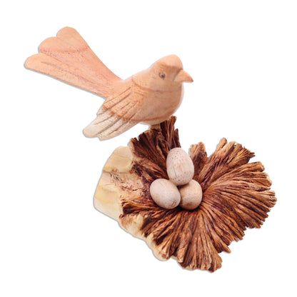 Nesting Bird Nesting Bird Hand Carved Wood Sculpture