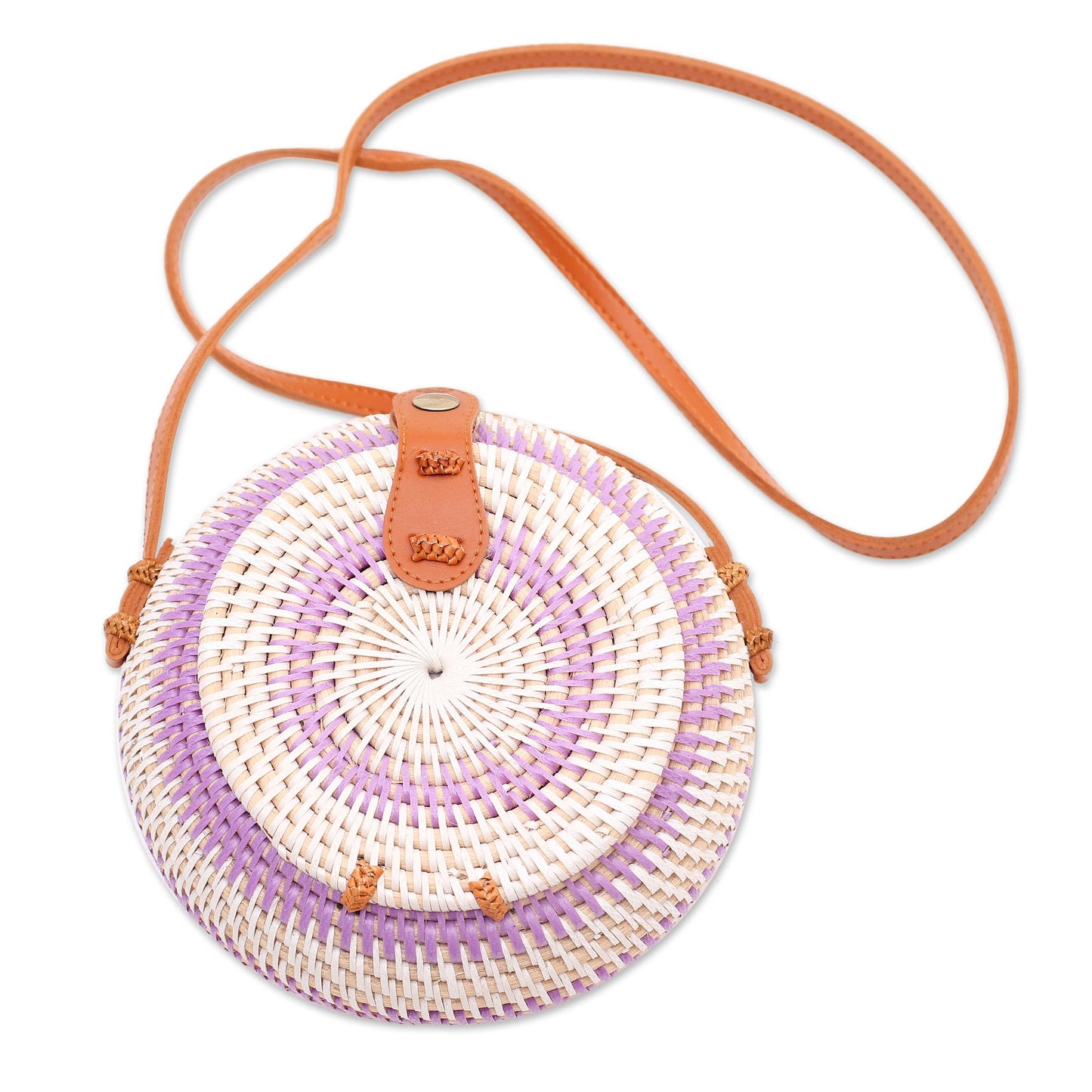 Purple Target Stylish Purple and White Round Woven Shoulder Bag
