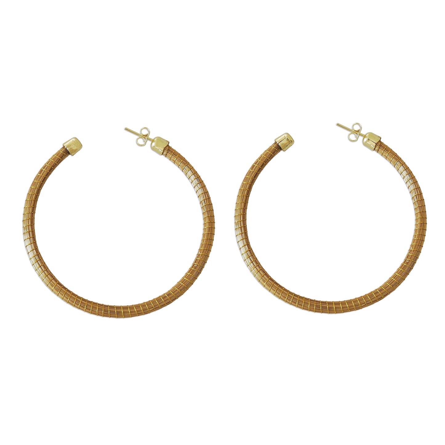 Natural Dynamic (2.5 Inch) Brazilian Golden Grass Gold Half hoop Earrings