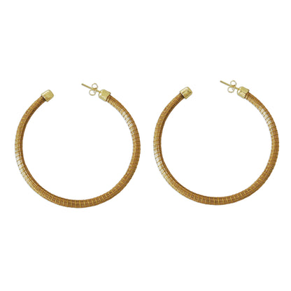 Natural Dynamic (2.5 Inch) Brazilian Golden Grass Gold Half hoop Earrings