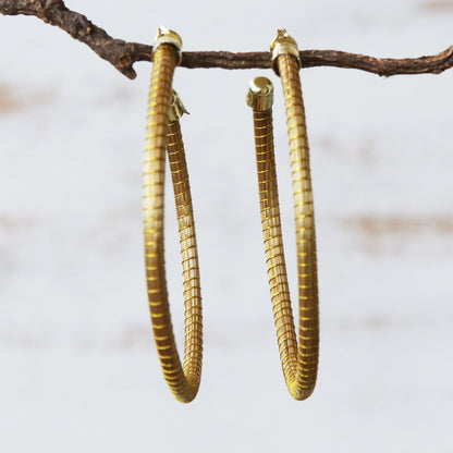 Natural Dynamic (2.5 Inch) Brazilian Golden Grass Gold Half hoop Earrings