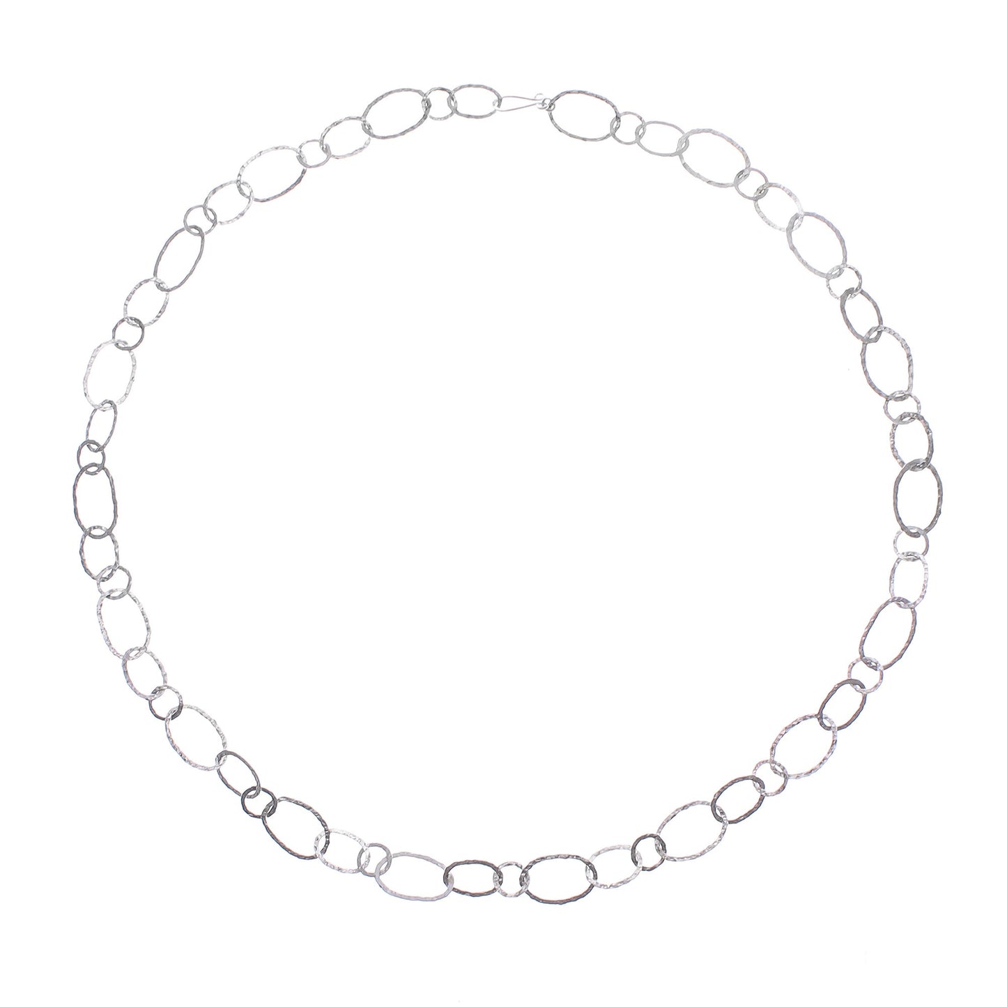 Lanna Links Extra Long 950 Silver Hammered Link Necklace