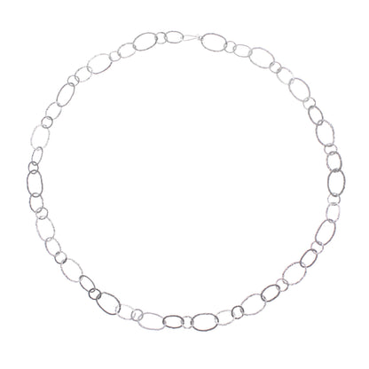 Lanna Links Extra Long 950 Silver Hammered Link Necklace