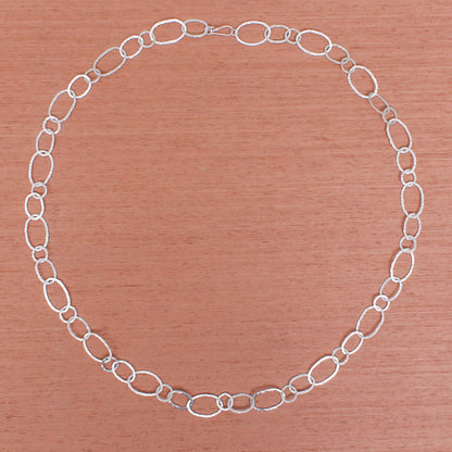 Lanna Links Extra Long 950 Silver Hammered Link Necklace