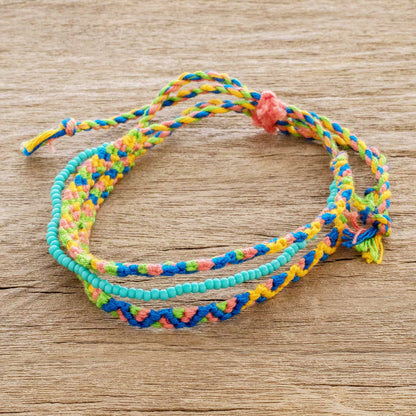 Solola Spring Spring Colors Cotton Macrame Bracelet with Beads