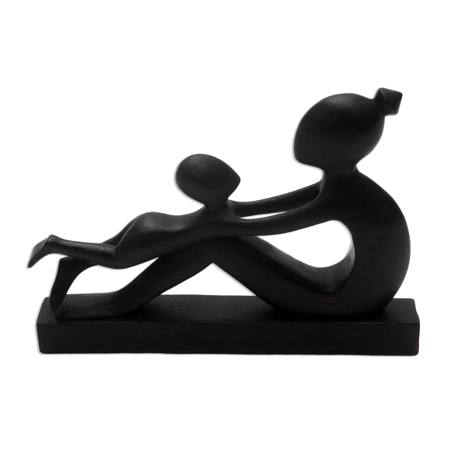 Shape of Love Suar Wood Mother and Child Sculpture