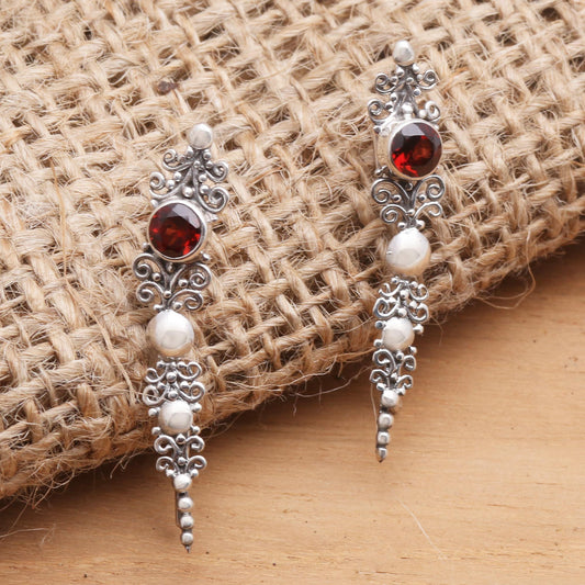 Crimson Penjor Garnet and Sterling Silver Ear Climber Earrings