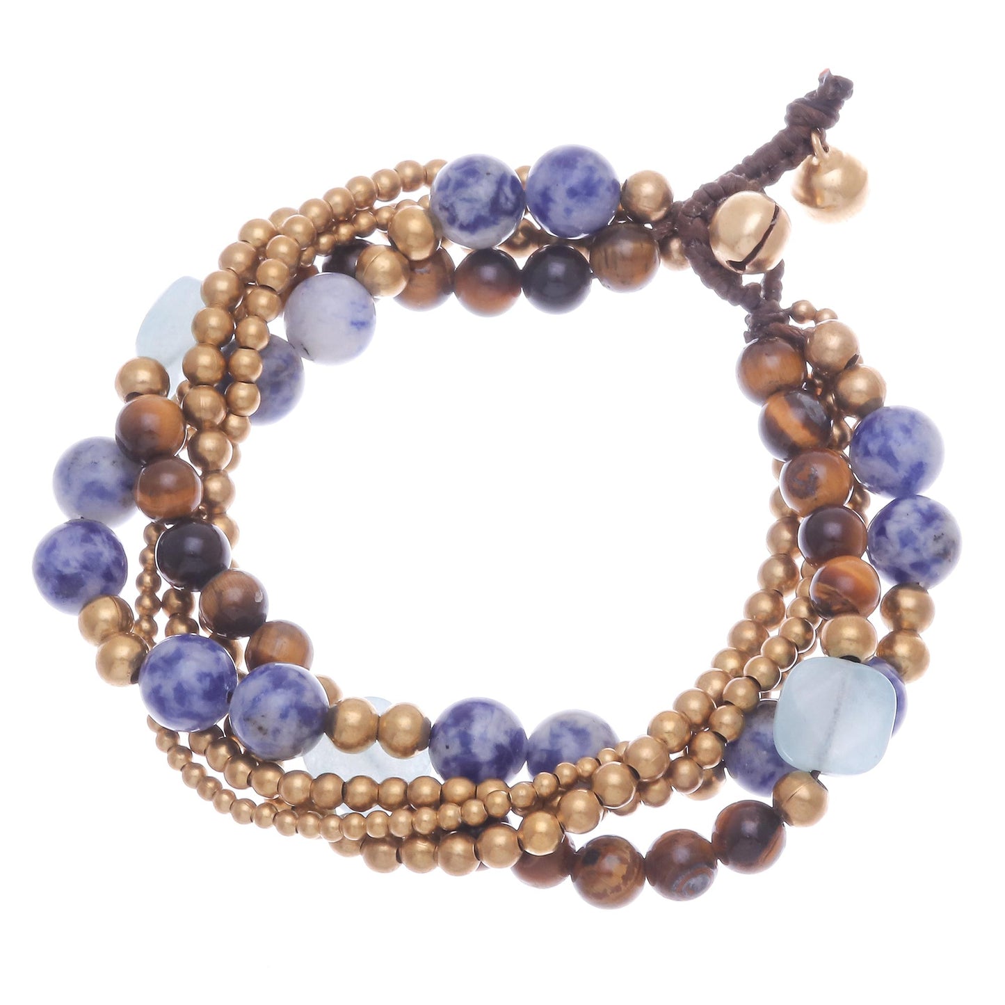 Bohemian Melange Sodalite and Tiger's Eye Beaded Bracelet from Thailand