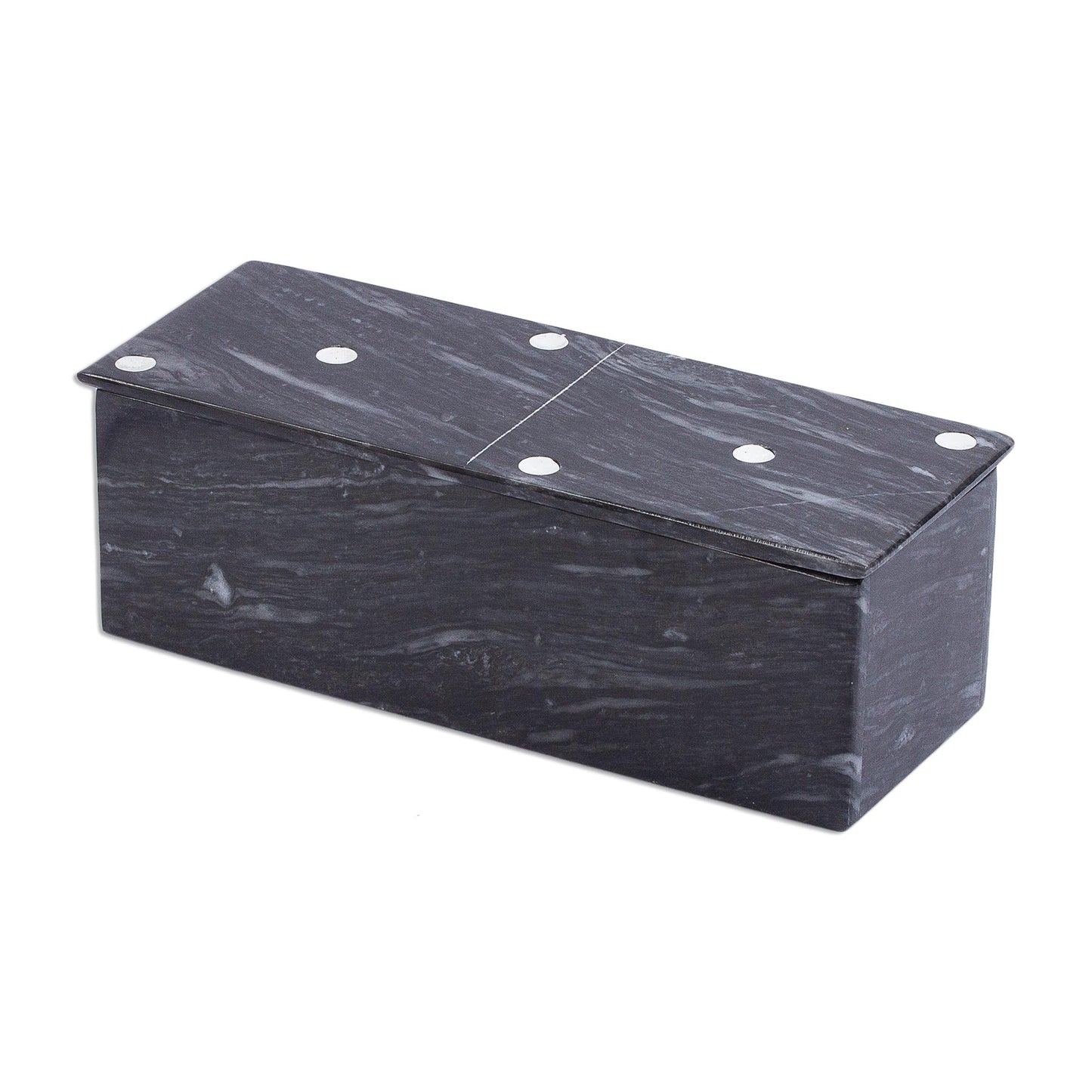 Fascinating Challenge Dark Grey Marble Domino Set with Storage Box (9 Inch)