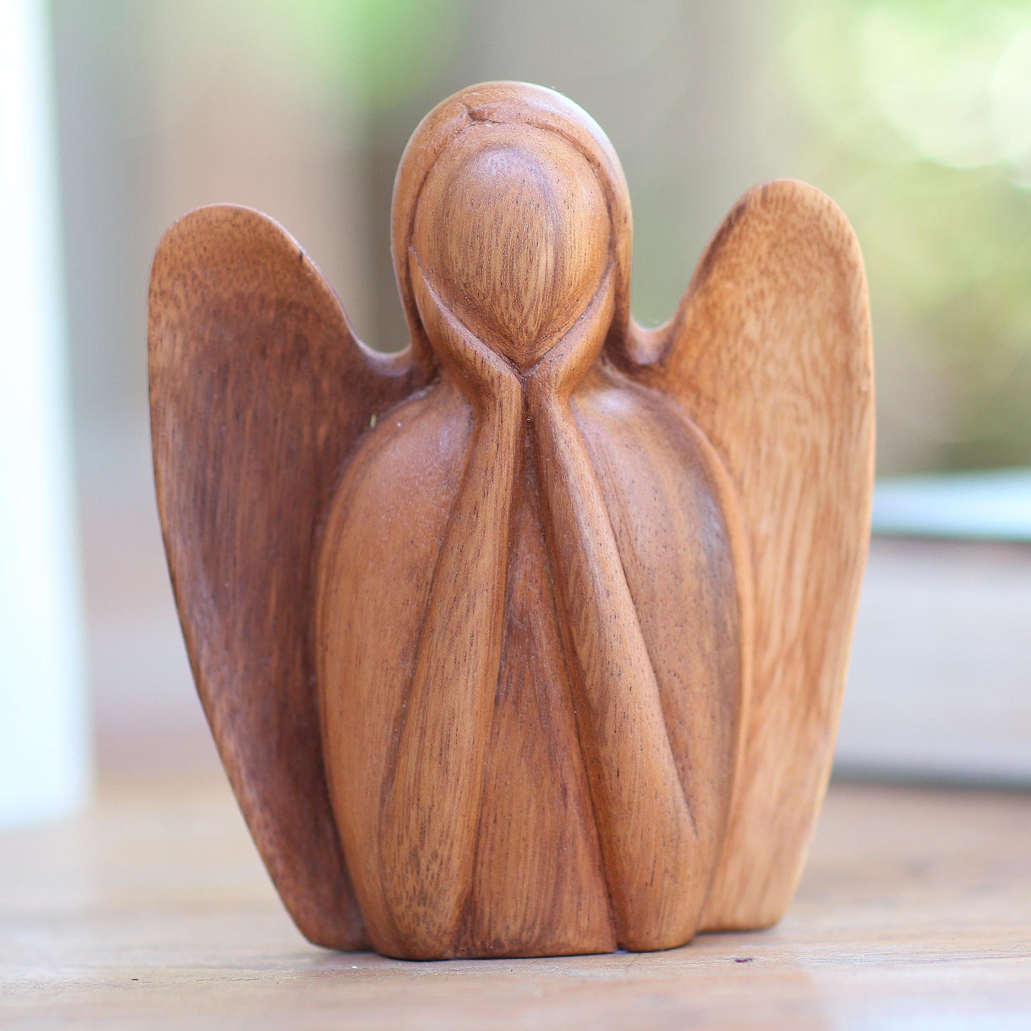 Watching Angel Angel Statuette Hand Carved from Wood