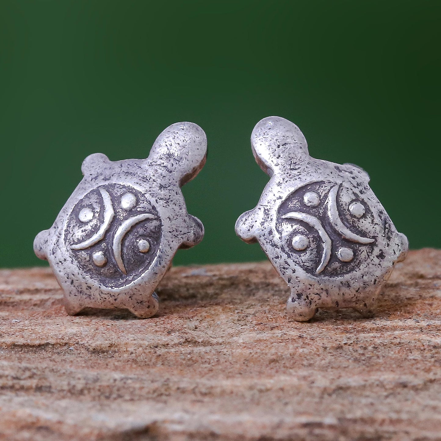 Thai Turtles Cute 950 Silver Turtle Stud Earrings