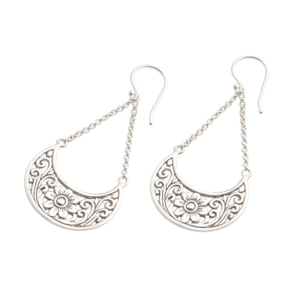 Flower Swing Floral Sterling Silver Dangle Earrings from Bali