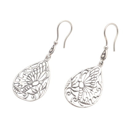 Butterfly Breeze Handmade Silver Butterfly Dangle Earrings