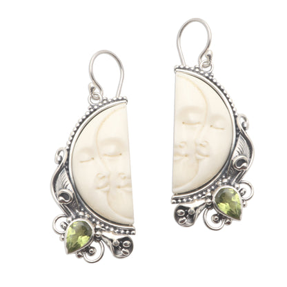 Cheek to Cheek Peridot and Sterling Silver Moon Dangle Earrings