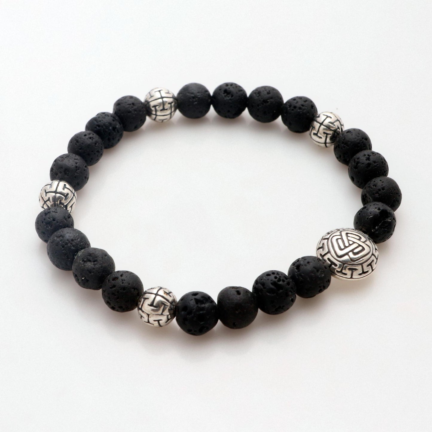 Unity Triangle Balinese Black Lava Stone Unity Bracelet with Silver 925