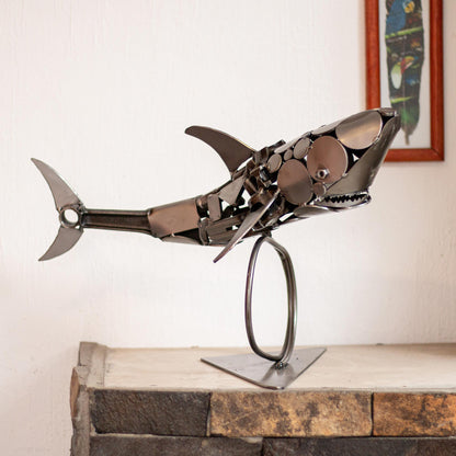 Rustic Shark Original Recycled Auto Parts Sculpture of Shark