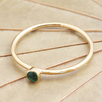 Subtly Sweet Green Quartz Gold Plated Solitaire Ring