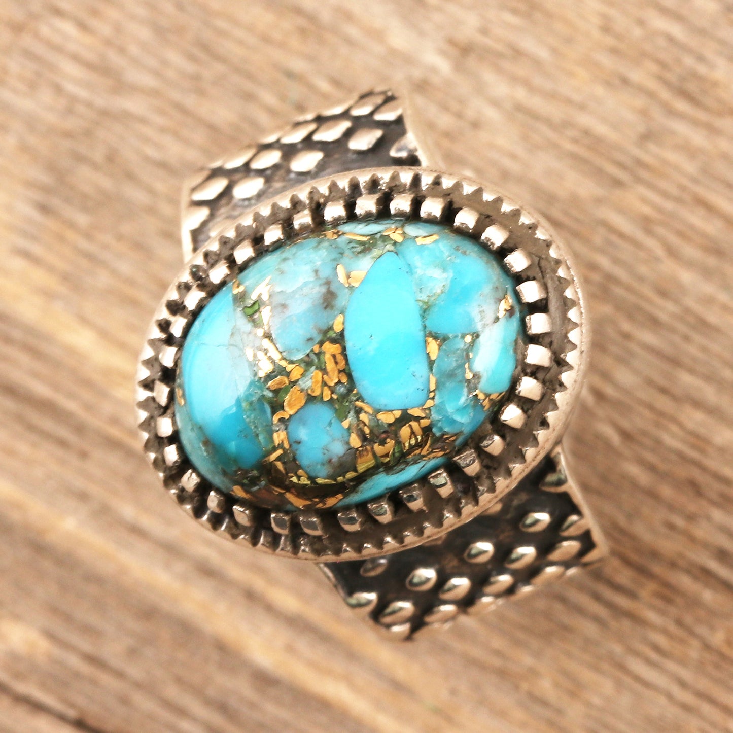 Majestic Allure Composite Turquoise and Sterling Silver Men's Ring